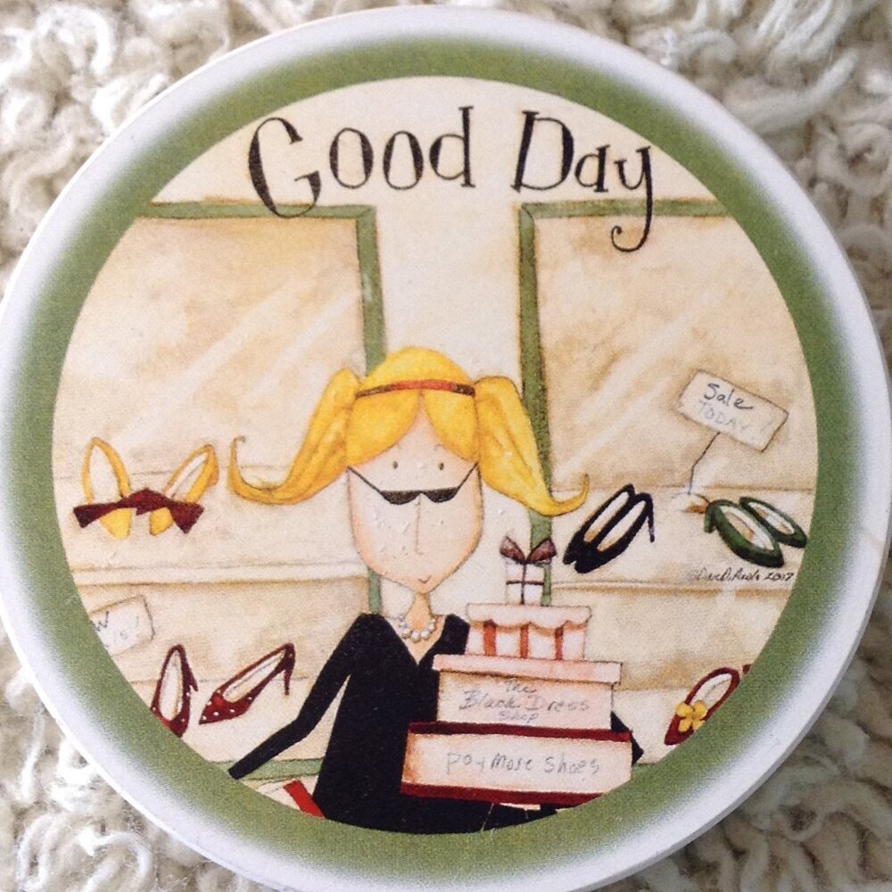 NWOT Coaster Girls Stone Coasters; Good Day/Not so Good Day; 2010; Kitschy, cute